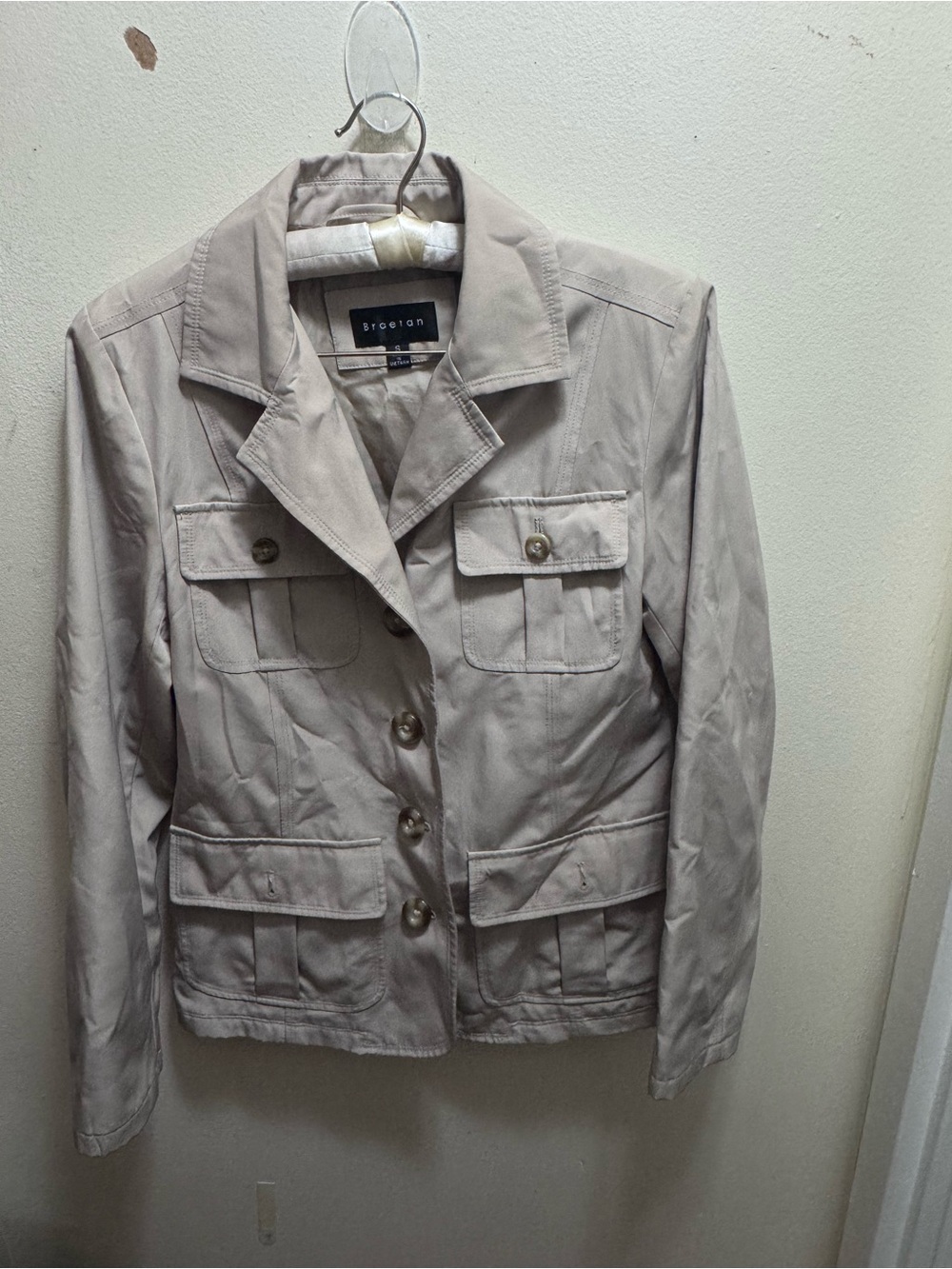 Braetan Light Beige Utility Jacket with Flap Pockets size small